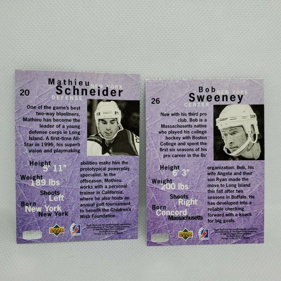 1996 Mint Be A Player Upper Deck Lot Of 6 New York Vintage Hockey Trading Cards - Picture 7 of 10